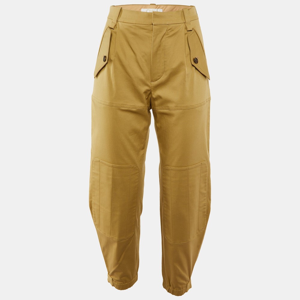 Chloe Beige Cotton Gabardine Trousers with Patch Detail M