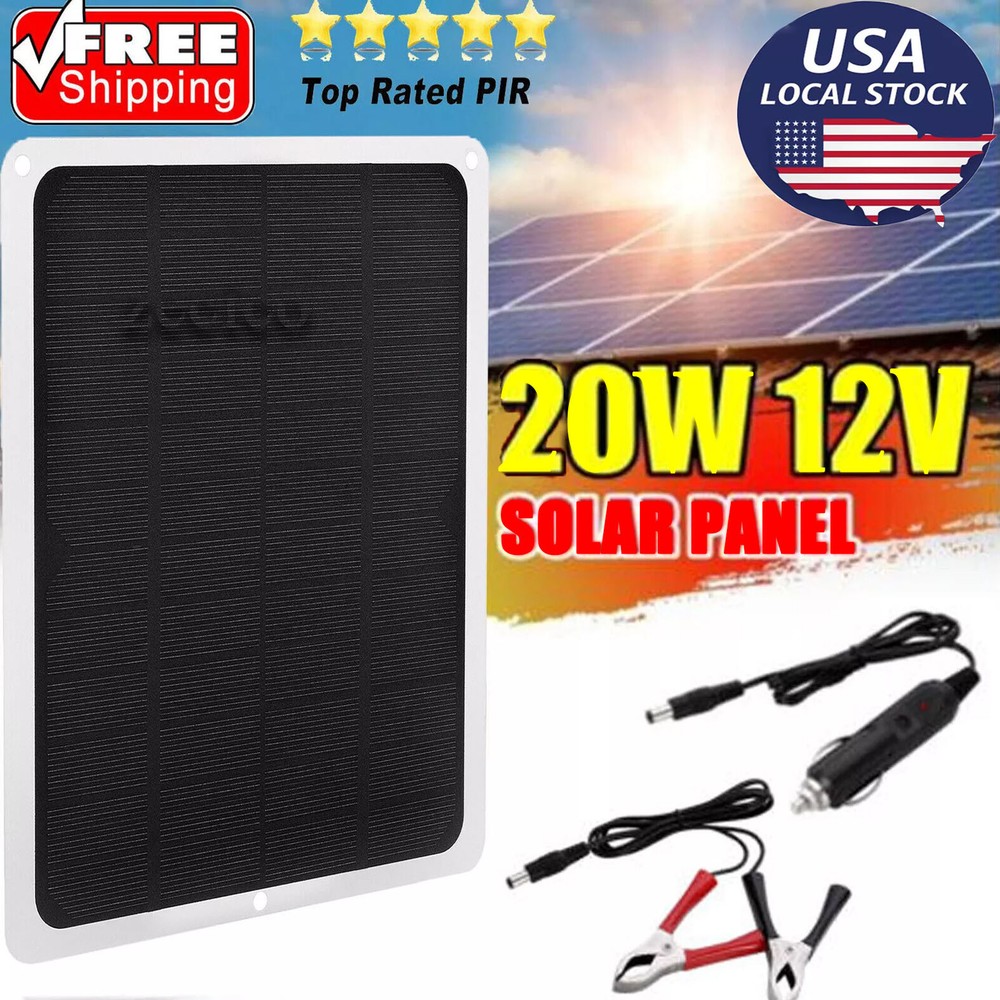 20W 12V Solar Charger Kit for Car RV Boat Battery Maintenance