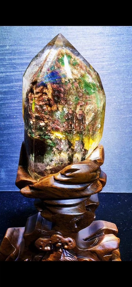 Rare Top Natural Garden Ghost Phantom Quartz Crystal Specimen Reiki Decor+Stand