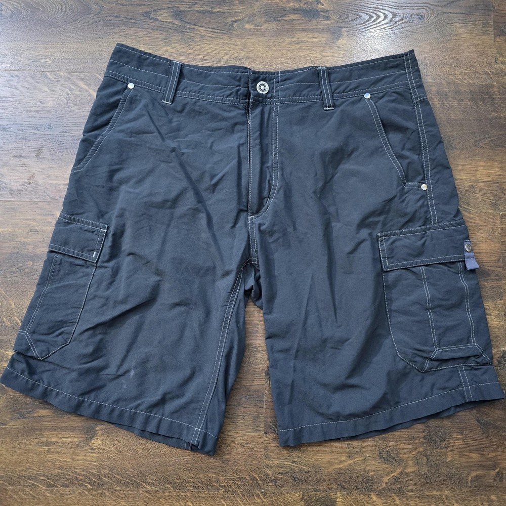 Kuhl Shorts Mens 34 Gray Cargo Hiking Nylon Stretch Quick Dry Pockets Outdoor