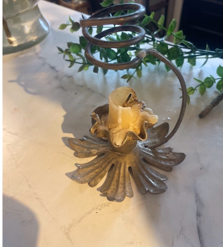 Lotus Flower Metal Vintage 1930 Candle Holder