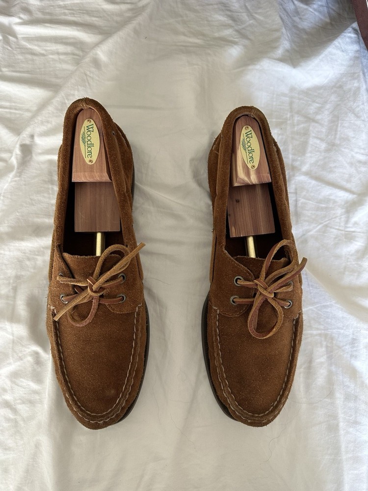 Sperry Men’s Brown Suede Boat Shoes Lace-Up Rubber Sole Round Toe Sz 11