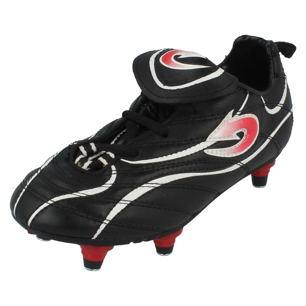 SALE Boys Arrow Black Synthetic Lace Up Screw-In Studs Football Boots Euphoria