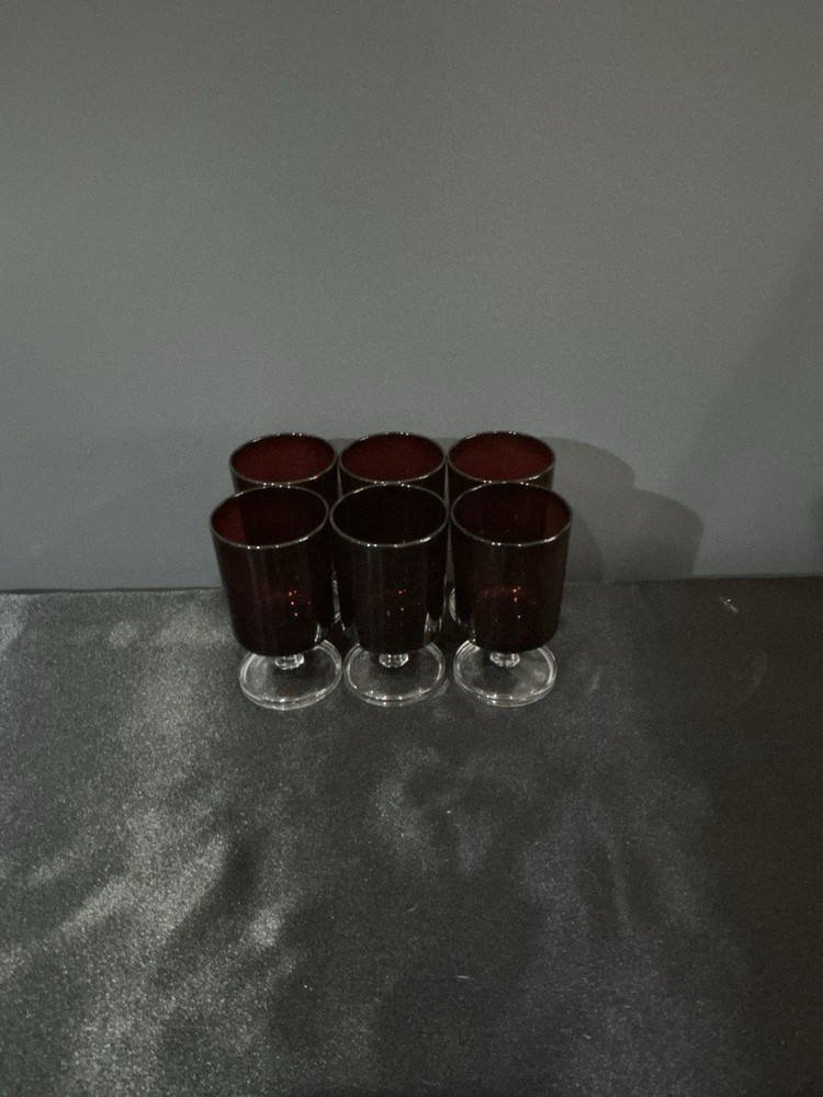 Set Of 6 French Luminarc Cavalier Ruby Red Goblets - Cristal D’Arques-Durand