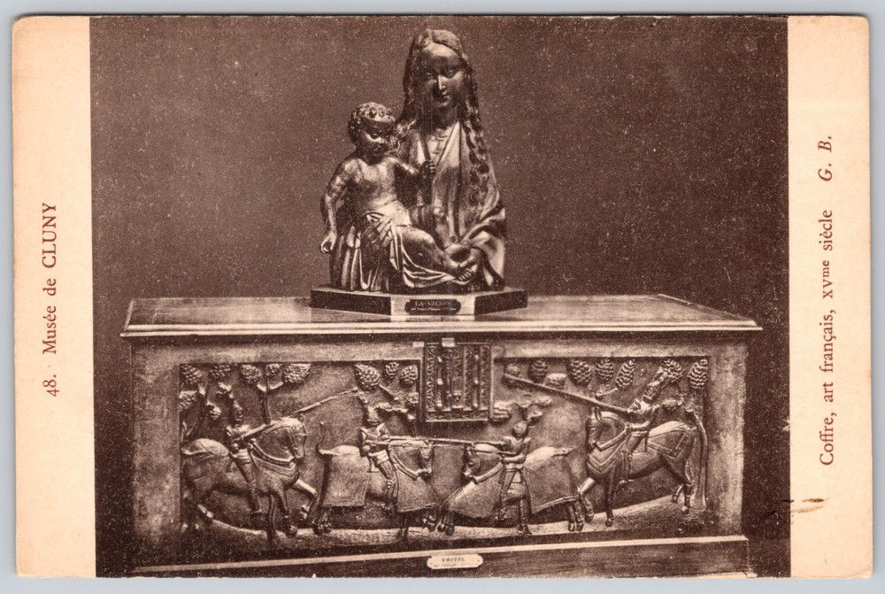 France Musee de Cluny 18th Century Chest Battle Scene Madonna Postcard