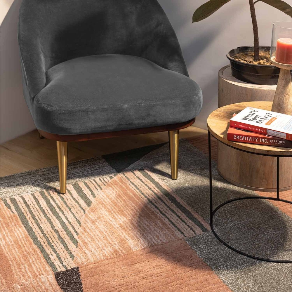 Hand Tufted 100% Wool Abstract Area Rugs Blue Rug Modern Living Room Carpets Rug