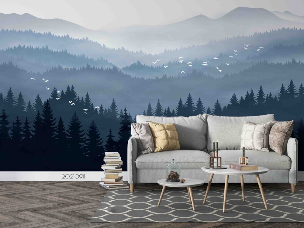 3D Mountains Forest Nature Scenery Wall Murals Wallpaper Murals Wall Sticker