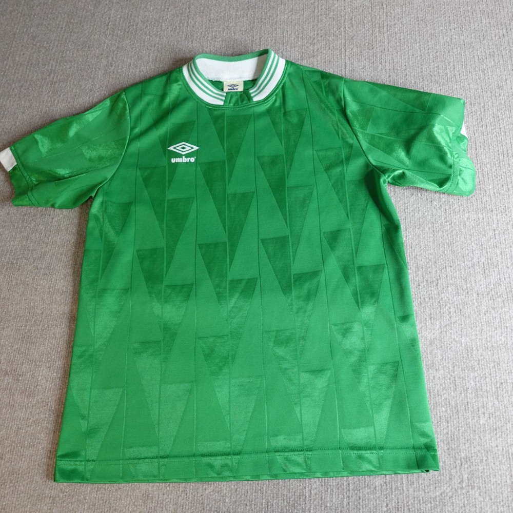 Vintage Umbro Shirt Green Double Sided Satin Made in USA  Soccer Football #13