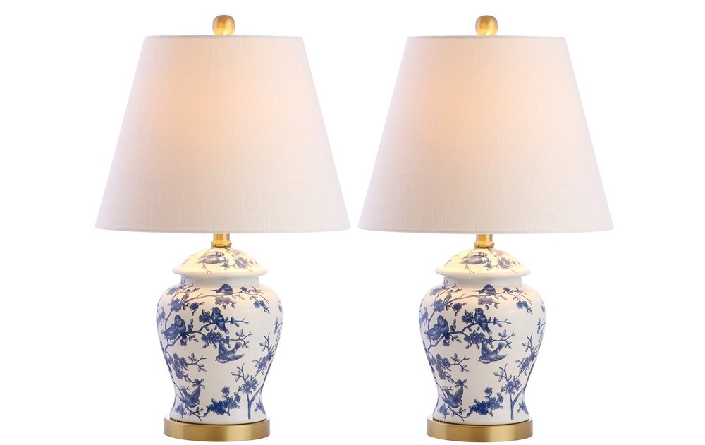 Jonathan Y Chinoiserie 22 Inch 2-Piece Y Table Lamp Set in Classic White