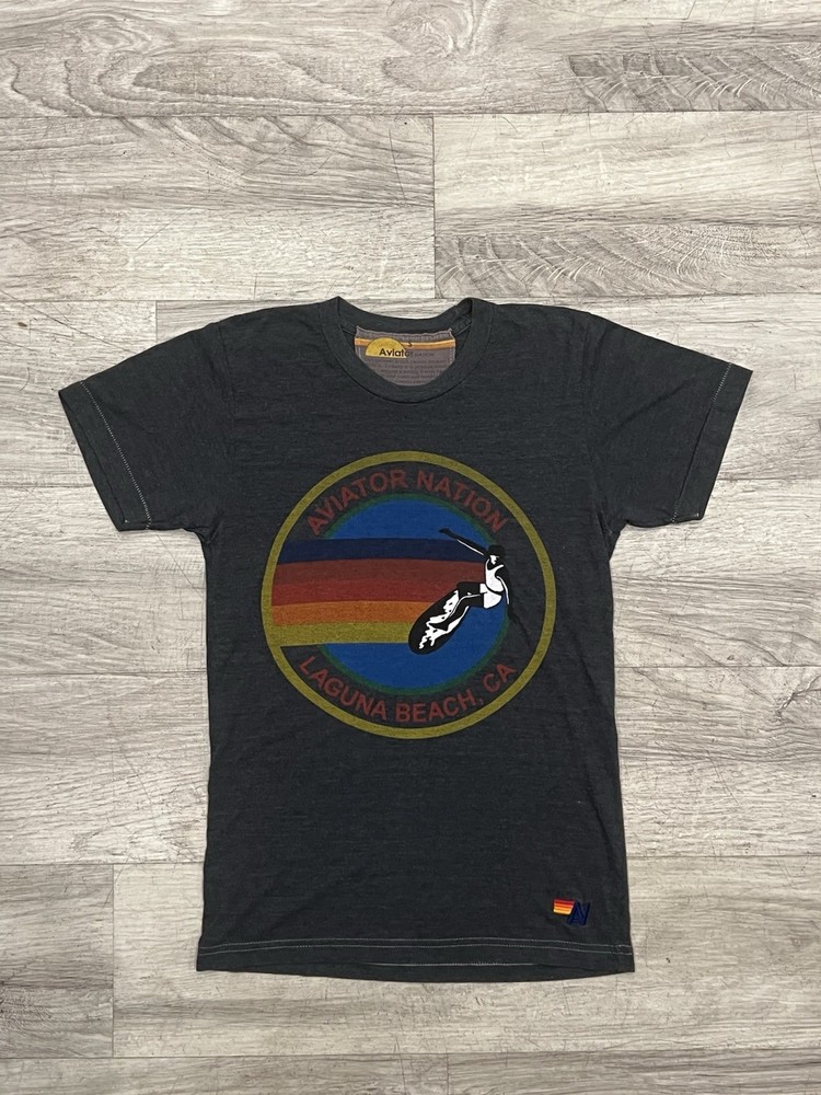 Aviator Nation Laguna Beach Tee Shirt Size S Dark Grey