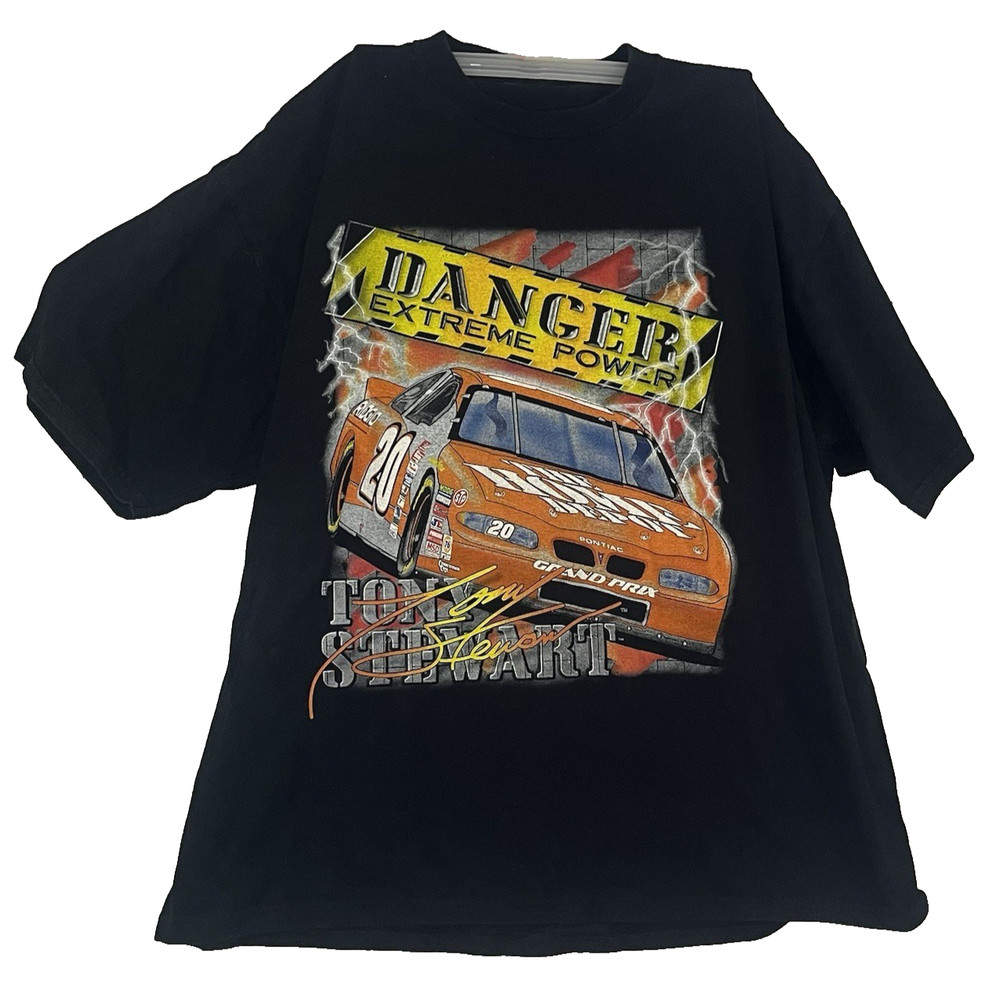 Vintage 90s NASCAR Chase Authentics Tony Stewart Double Sided Blk T Shirt Size L