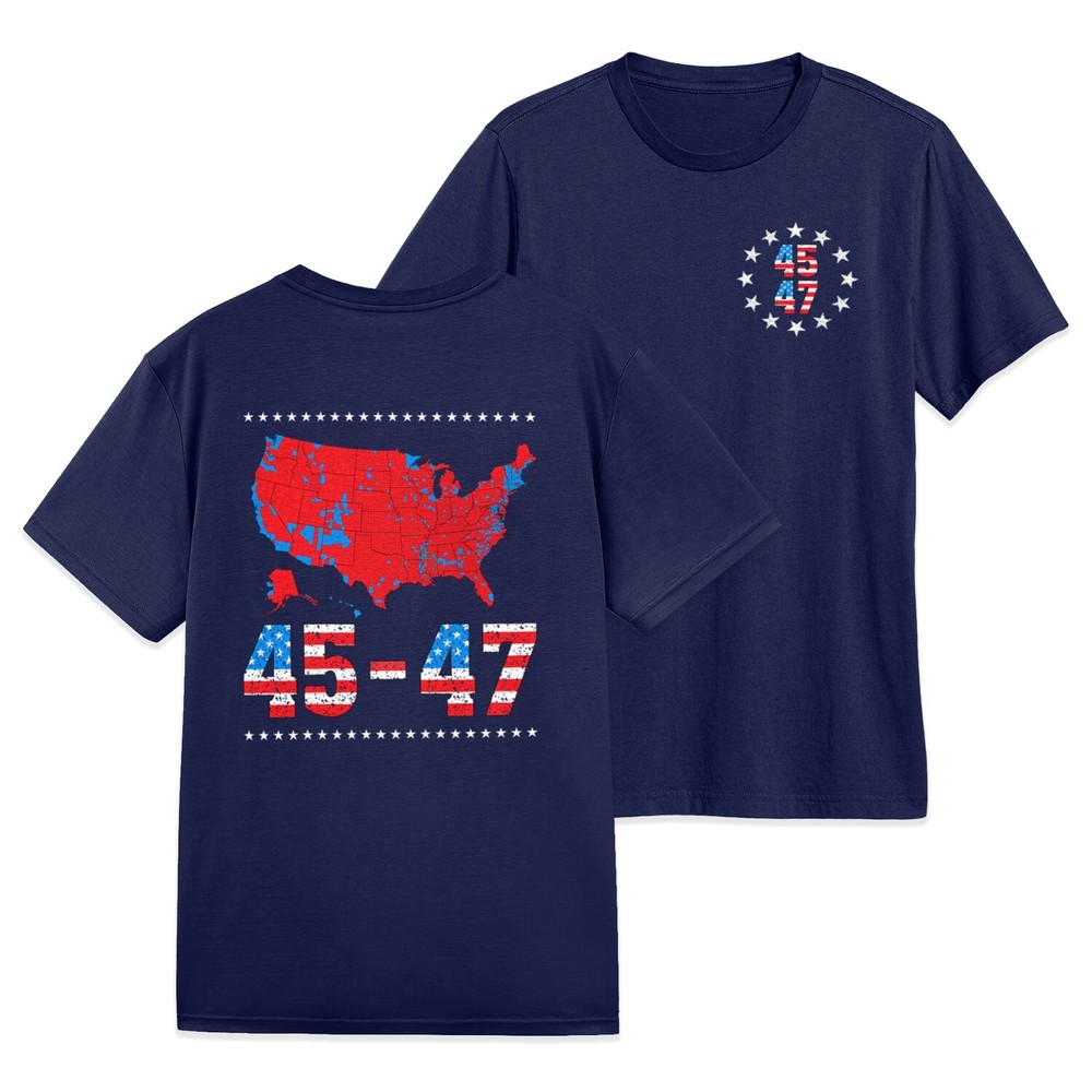 Funny 2024 Election Map Tee Featuring 45 & 47 Front and Back Design-image