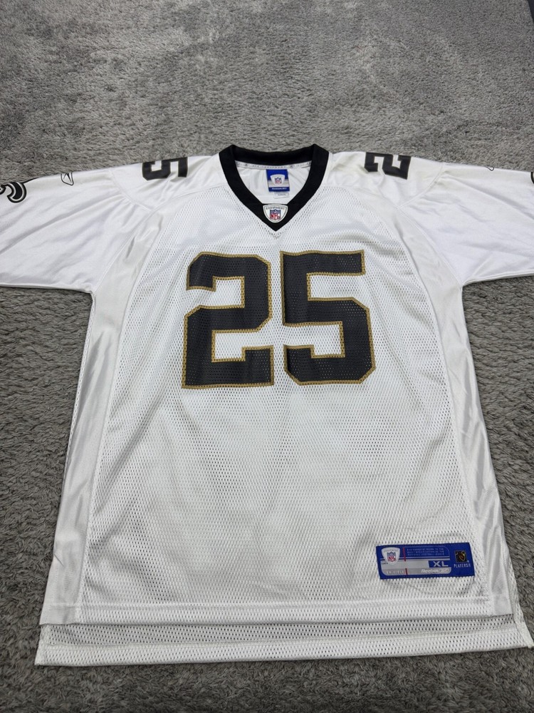 Men's XL New Orleans Saints Reggie Bush #25 White Reebok NFL On Field Jersey