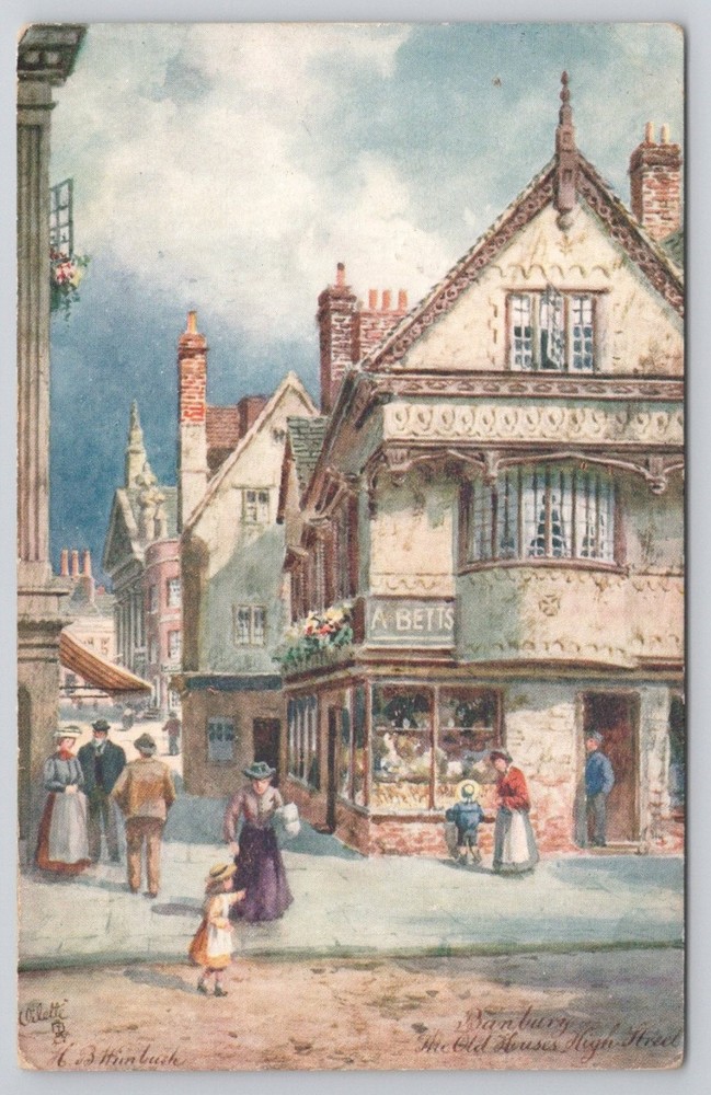 Banbury High Street Old Houses Raphael Tuck Oilette Postcard 1907 Ohio Postmark