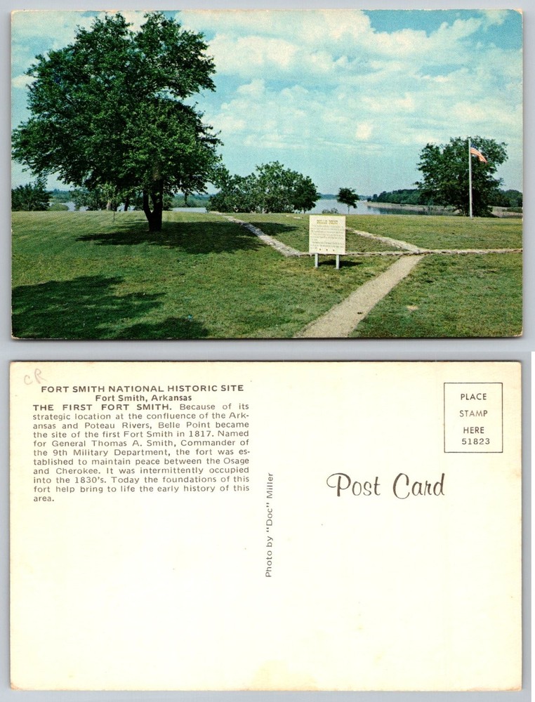 Fort Smith Arkansas Belle Point Historic Site Postcard Vintage Chrome