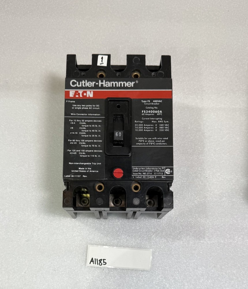 Cutler-Hammer FS340060A Circuit Breaker, 60A 3P 480V