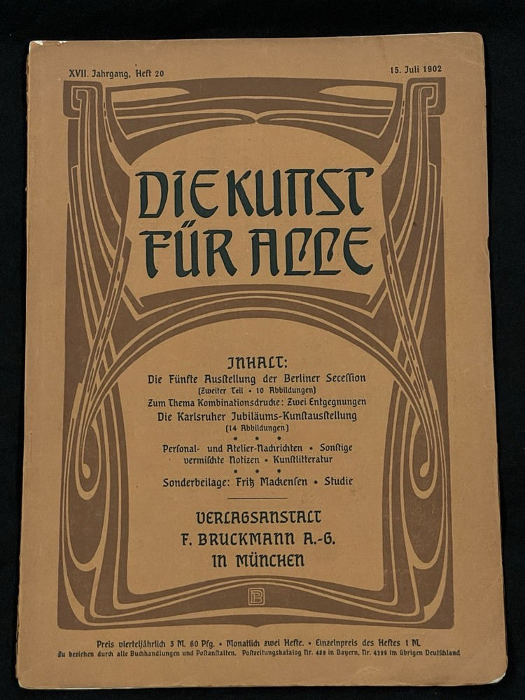 1902 Die Kunst Für Alle German Art Nouveau Secession Magazine Jugendstil