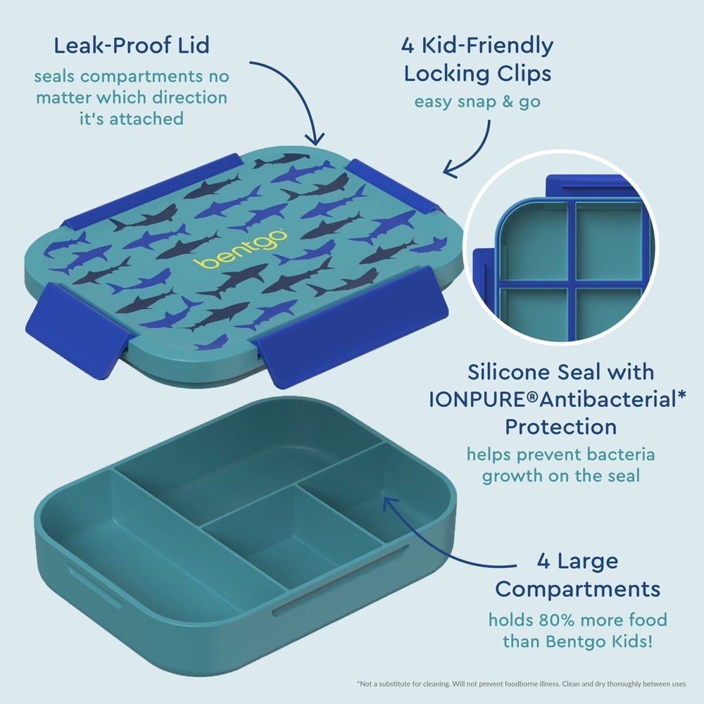 Shark Leak-Proof Kids Snap & Go Lunch Box