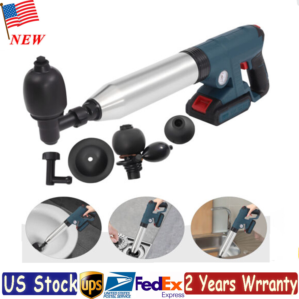 Toilet Plunger High Pressure Electric Air Drain Blaster Sink Dredge Clog Remover