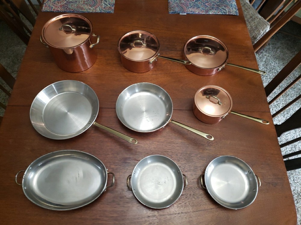 Vintage 13 Piece Copper Pots / Pans Cookware Set / Kitchenware / Great Condition