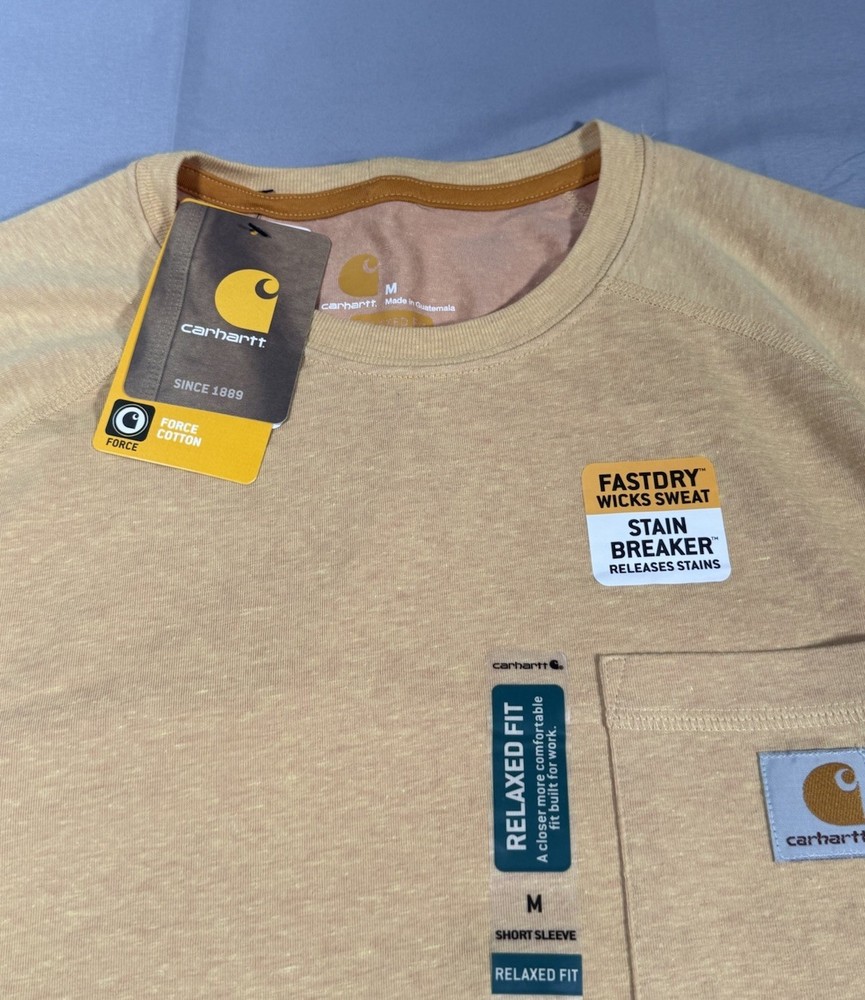 Carhartt Force Cotton Pocket T-Shirt Mens Medium Relaxed Fit 100410 NWT Yellow