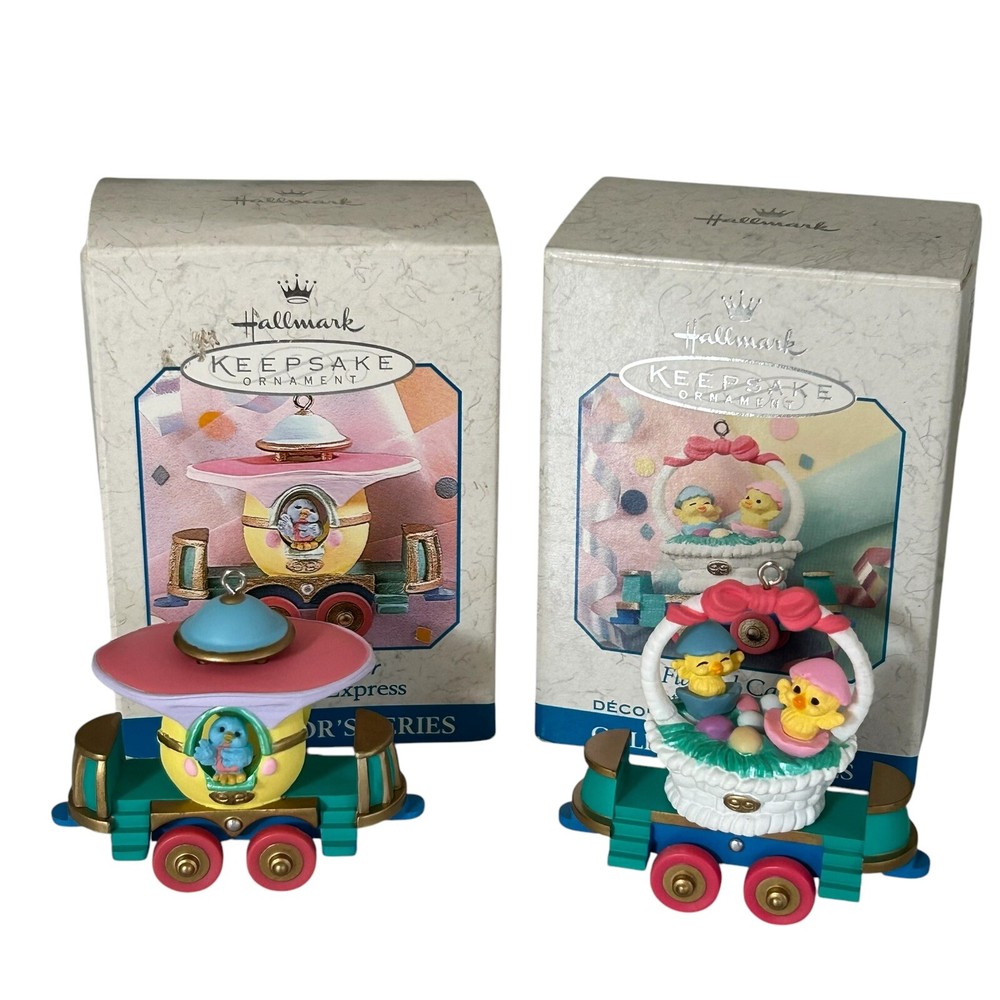 Vintage Hallmark Cottontail Express Easter Ornaments Collector Series 3 and 4
