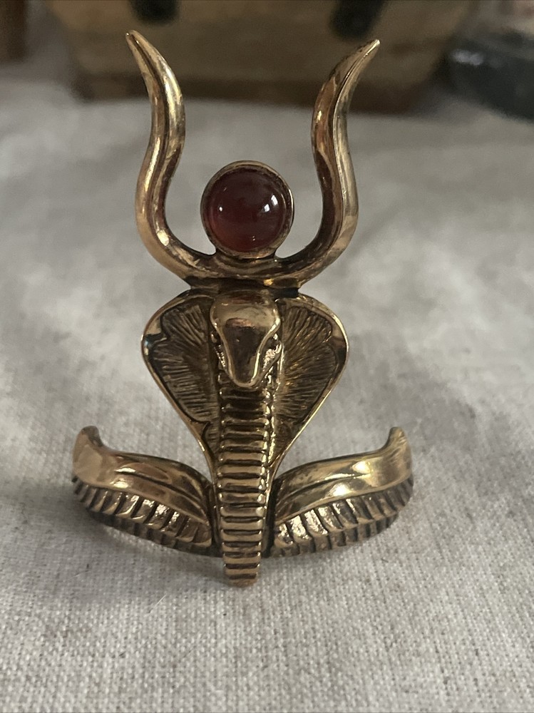 Cobra Sculpture Idol of Lord Shiva with Carnelian Cabochon Snake Serpent 7343  