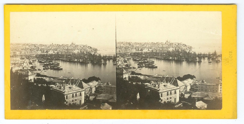 G2818~ ITALY – Genoa Panoramic View c.1860s Stereoview - Degoix