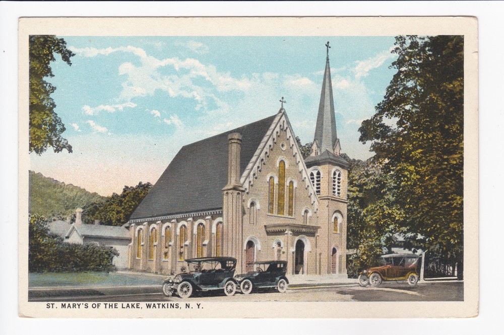 St. Mary's Of The Lake Watkins New York Church White Border Postcard