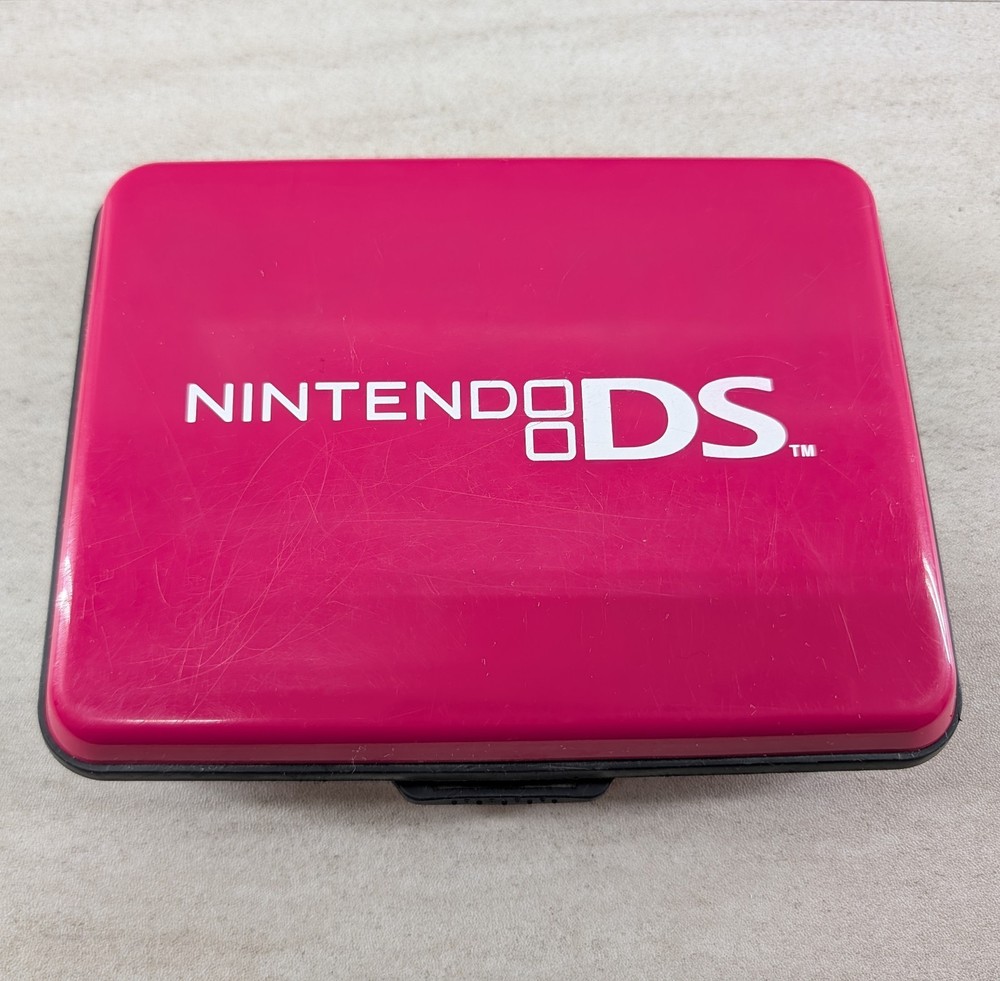 Official Nintendo DS i Pink Hard Shell Carrying Case PowerA 6 Game Storage Slots