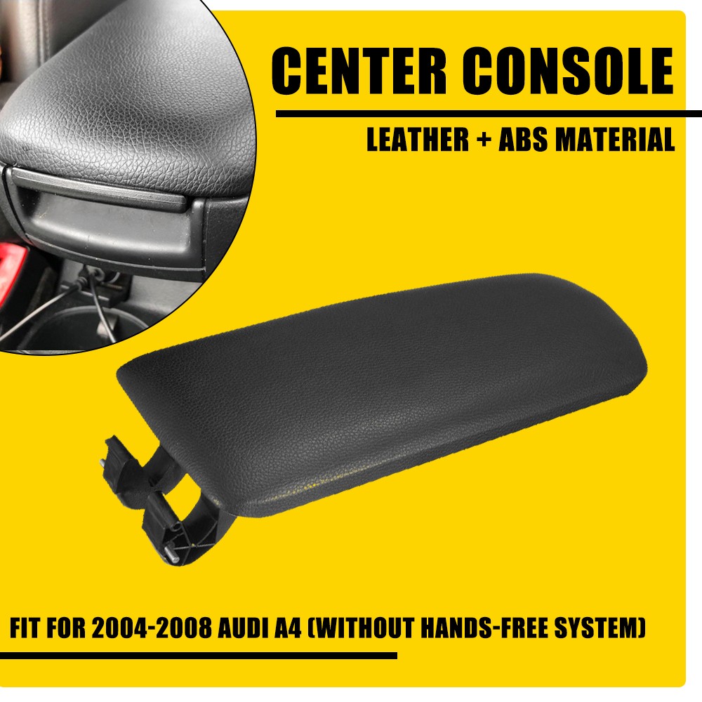 For 2004-2008 Audi A4 Armrest Center Box Console Lid Cover Black Leather Replace