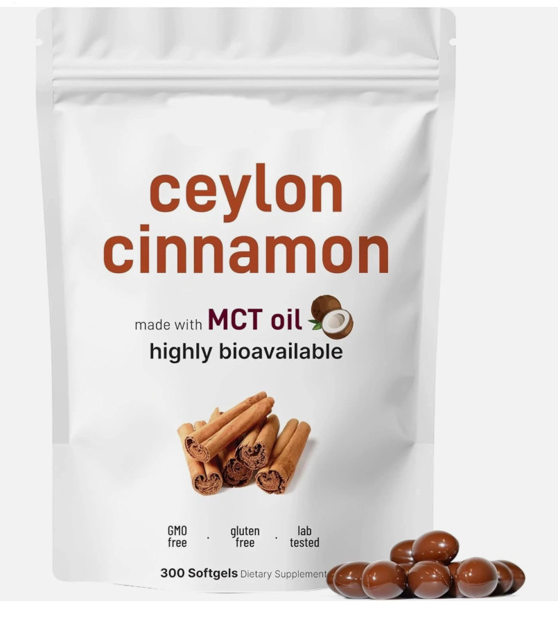 Ceylon Cinnamon 7,200Mg Equivalent | 300 Softgels with MCT Oil | Highly Bioavail