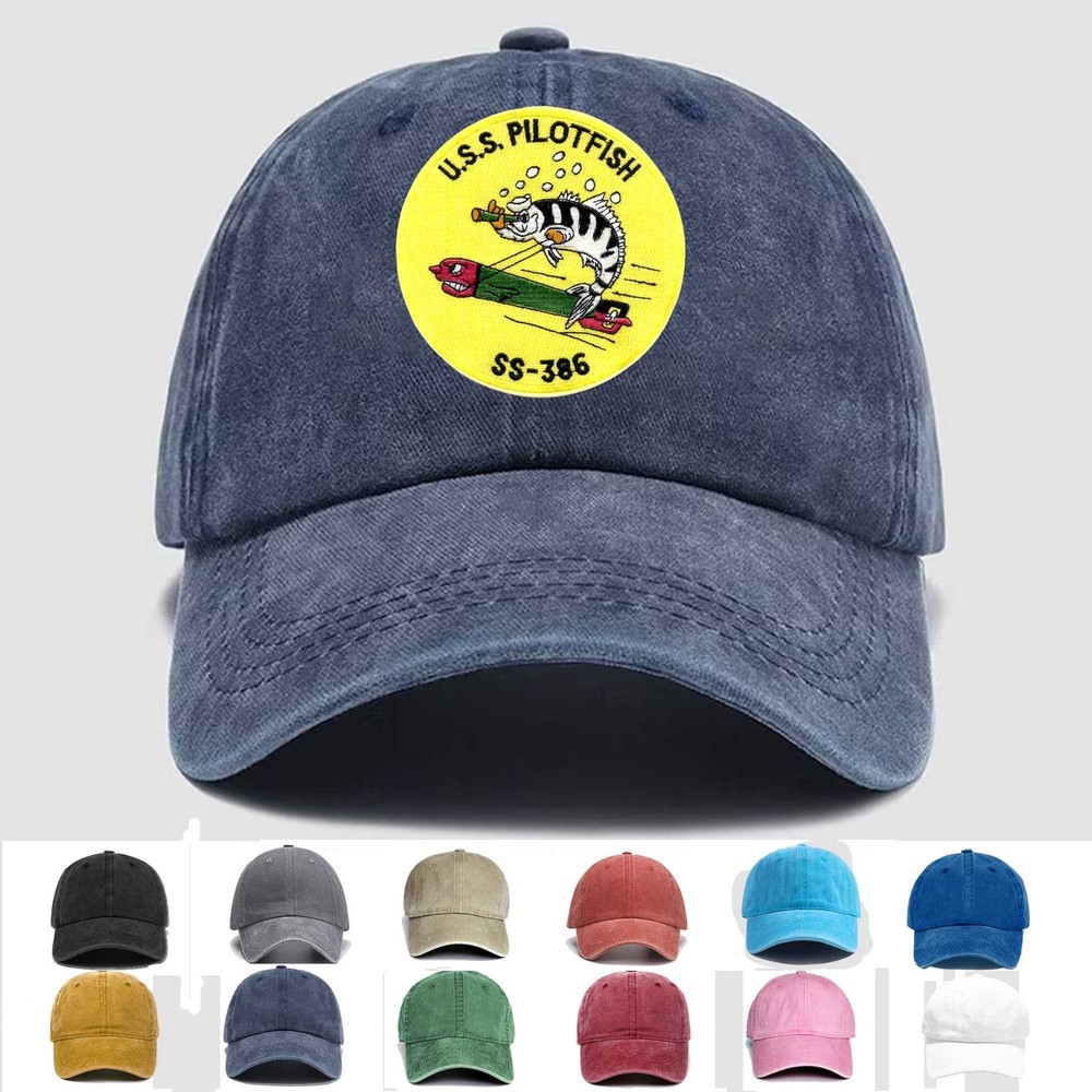 Custom Embroidered Hat SS-386 USS Pilotfish, Veteran Cap, Trucker Hat, Gift Idea