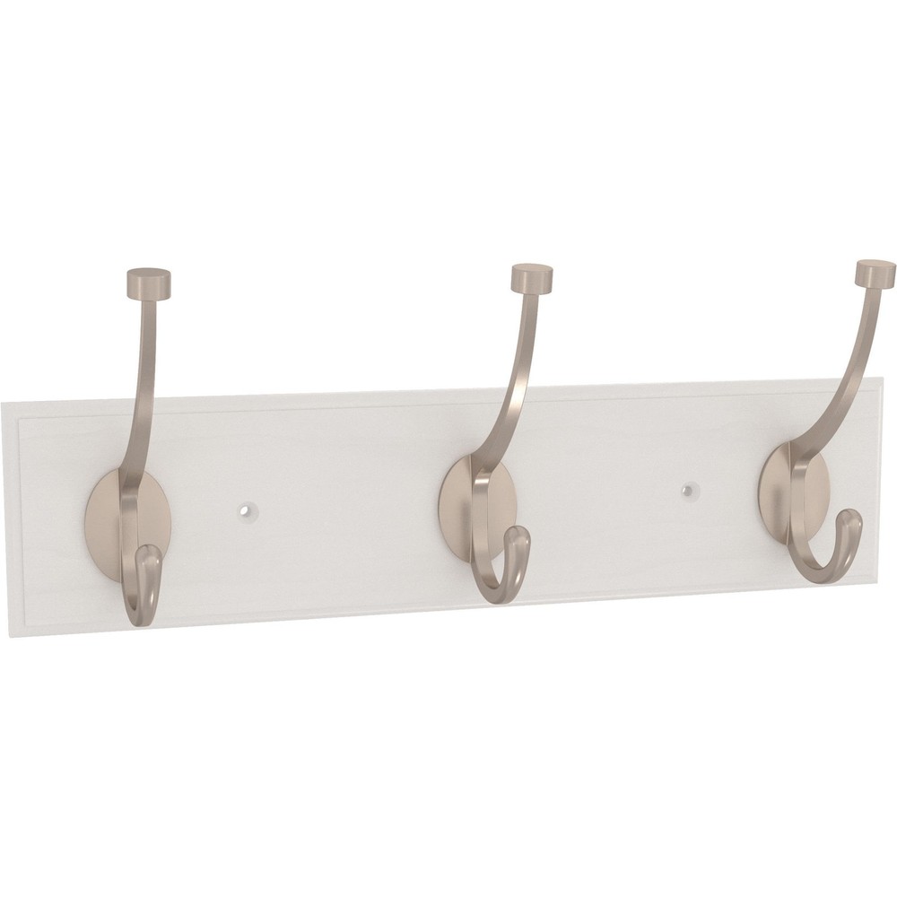 15-inch White Metal Wall Mount Coat and Hat Rack with 3 Hooks (1-Pack)  