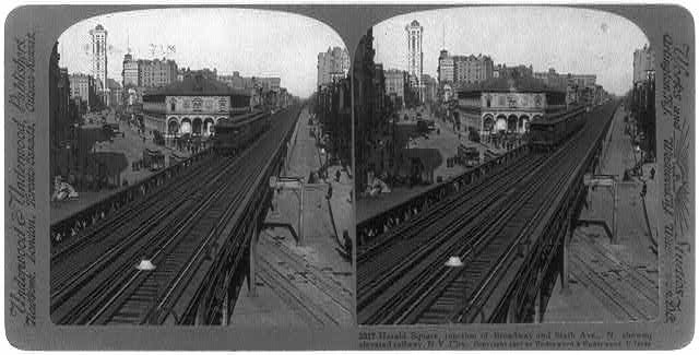 Photo of Stereograph,Herald Square,Elevated Railway,New York City,NYC,c1907