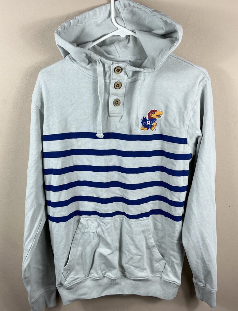Kansas Jayhawks Striped NCAA Hoodie Size Small by Knights Apparel Pro Edge