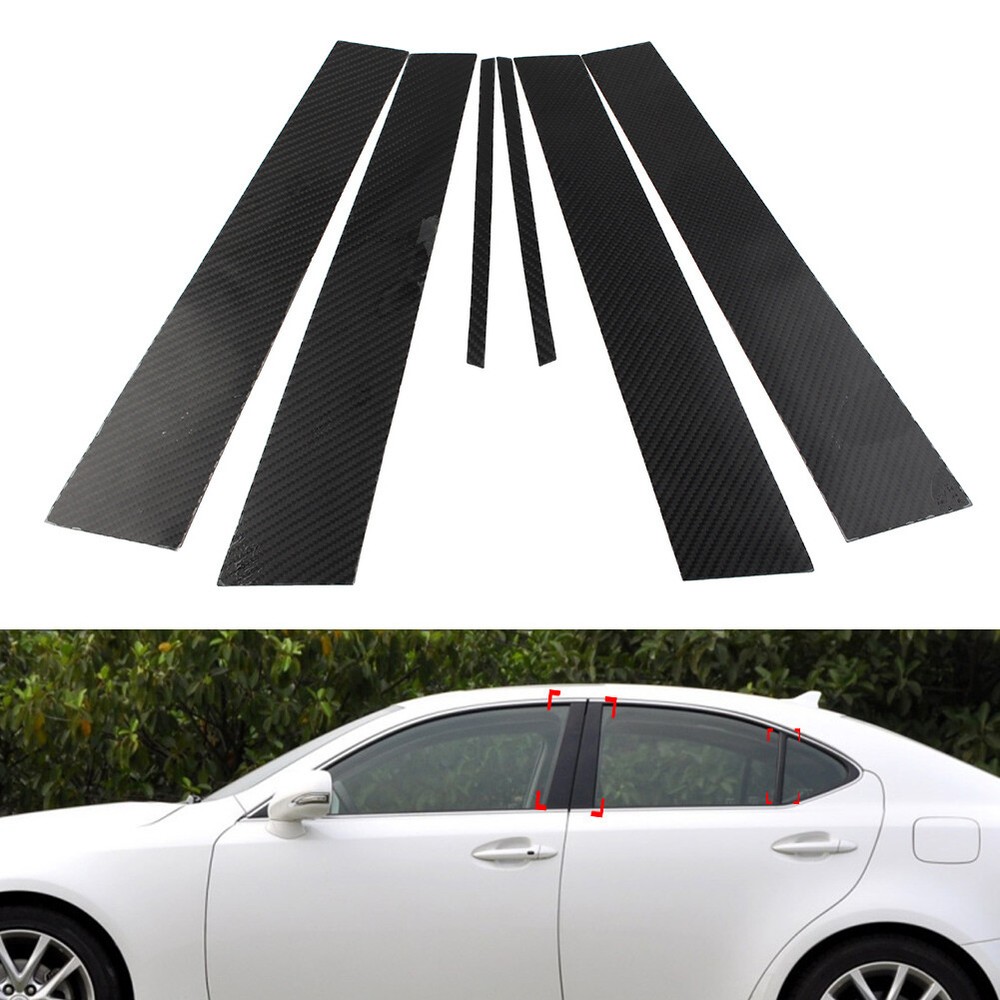 6 Pcs Car Exterior Door Window B Pillar Post Cover Trim For Lexus IS 2006-13 US