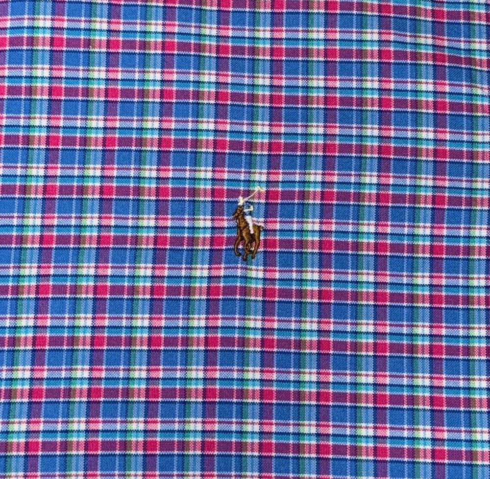 Polo Ralph Lauren shirt mens size XXL button down long sleeve plaid blue