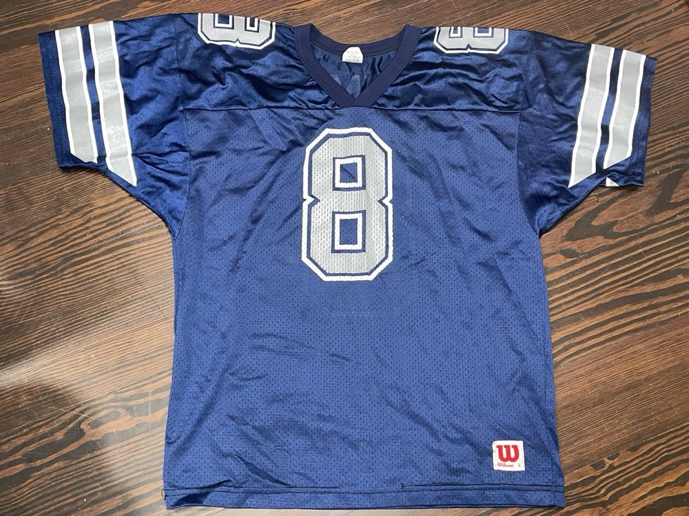 Vintage Dallas Cowboys Troy Aikman Wilson Football Jersey Size Youth Large