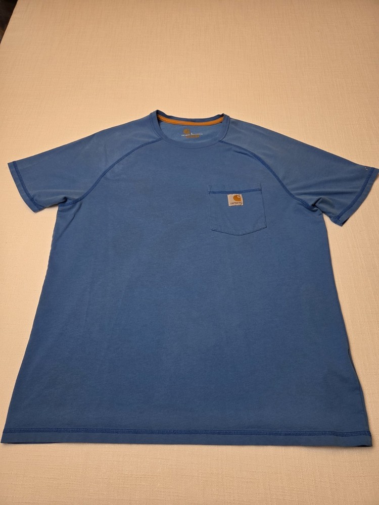 Carhartt Force T Shirt Men's Size L Blue Relaxed Fit Short Sleeve Pocket