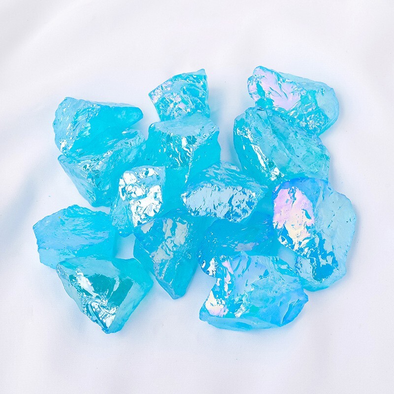 Raw Rough Electroplated Light Blue Stone Chunk Healing Mineral Rocks Gifts 100g