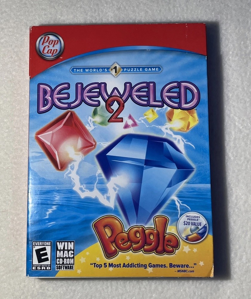 Bejeweled 2 & Peggle Big Box PopCap Arcade Puzzle Game for Windows XP PC & Mac