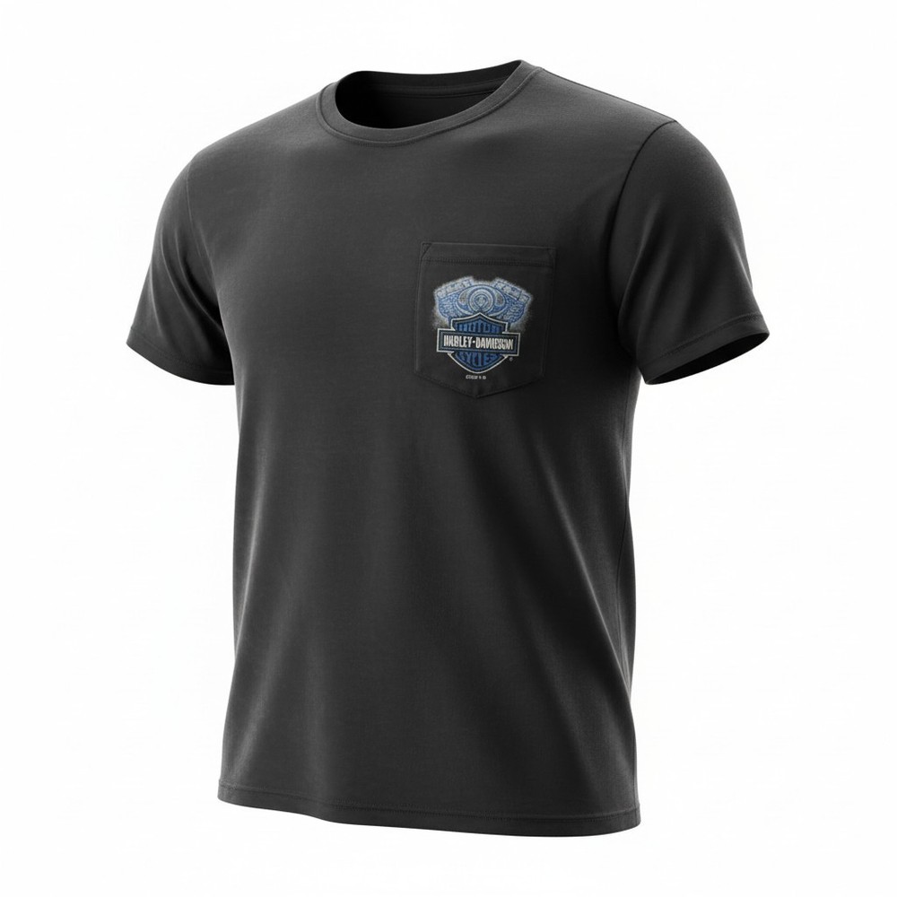 Harley-Davidson Men's Black T-Shirt w/ Front Pocket Size S Pocono Mountains NWT