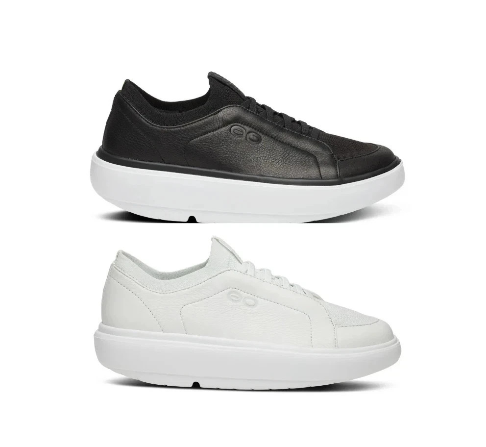 New OOFOS Men s Club+ Black / White - All Sizes - Ships Free Only $62.89