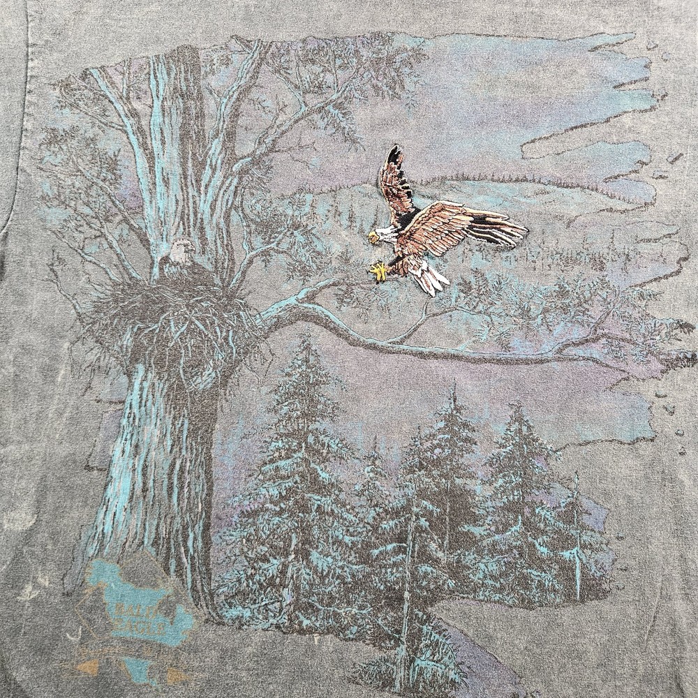 Vintage Bald Eagle Shirt Mens Large Embroidered Nature Wildlife Harlequin USA 90