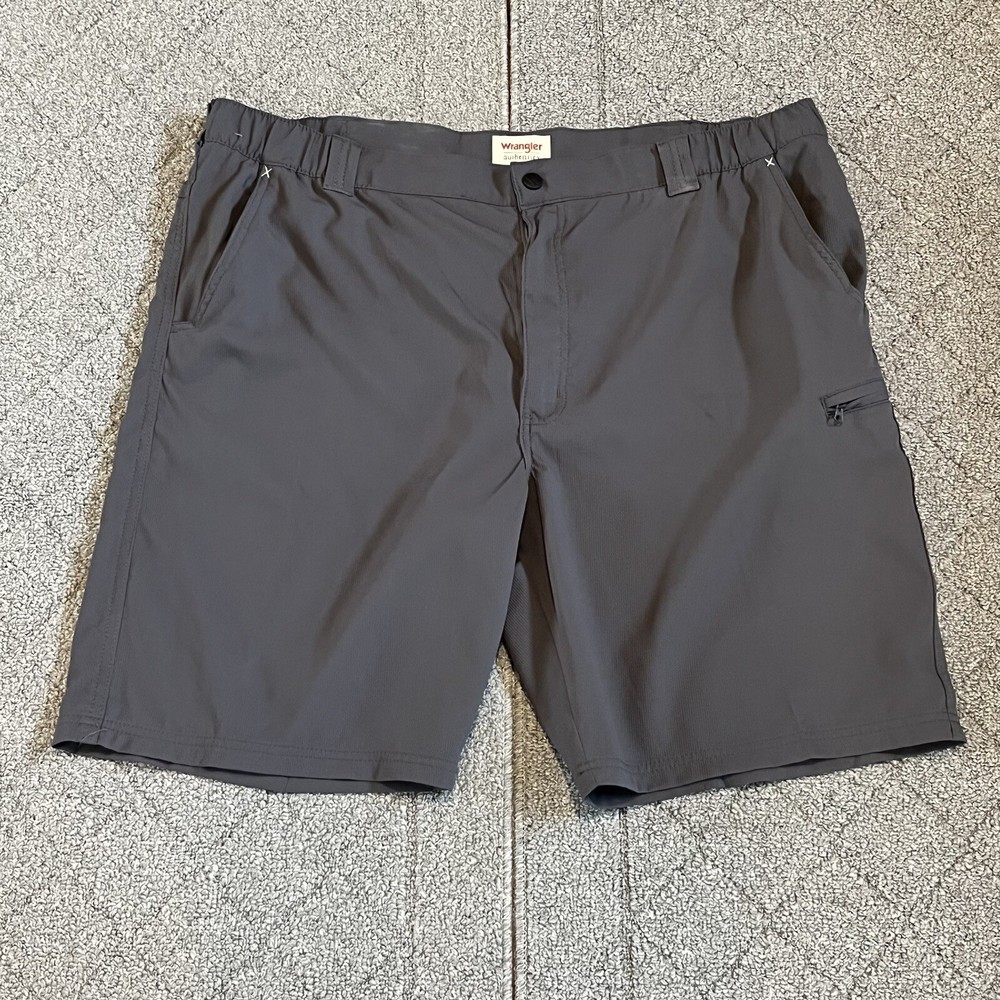Wrangler Cargo Shorts Mens Size 42 Gray Flat Front Pockets Polyester Outdoor