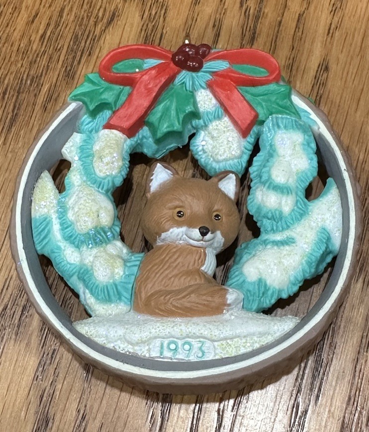 Hallmark  Snowy Hideaway Fox Keepsake Christmas Ornament 1993 Vintage