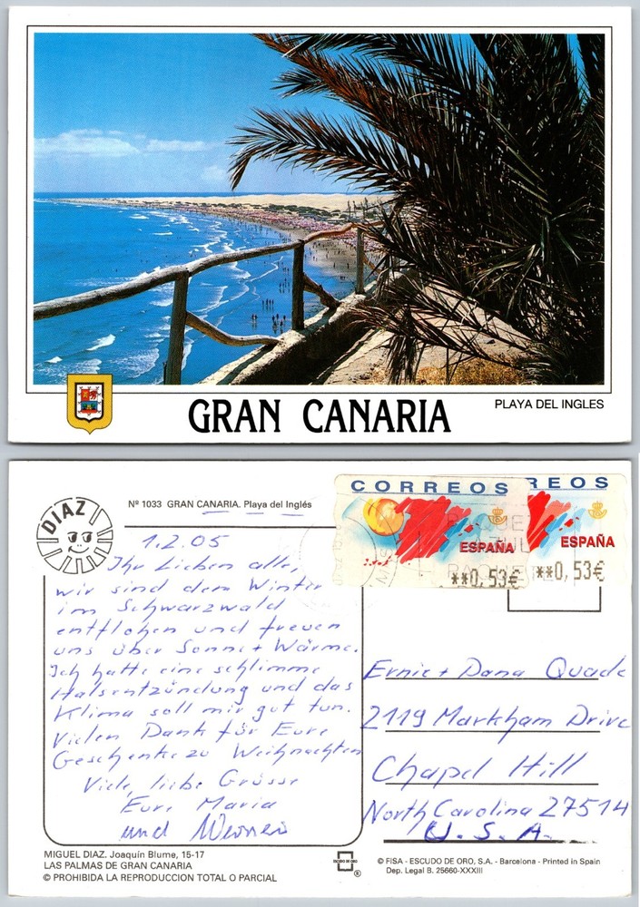 Continental Playa Del Ingles Gran Canaria Postcard