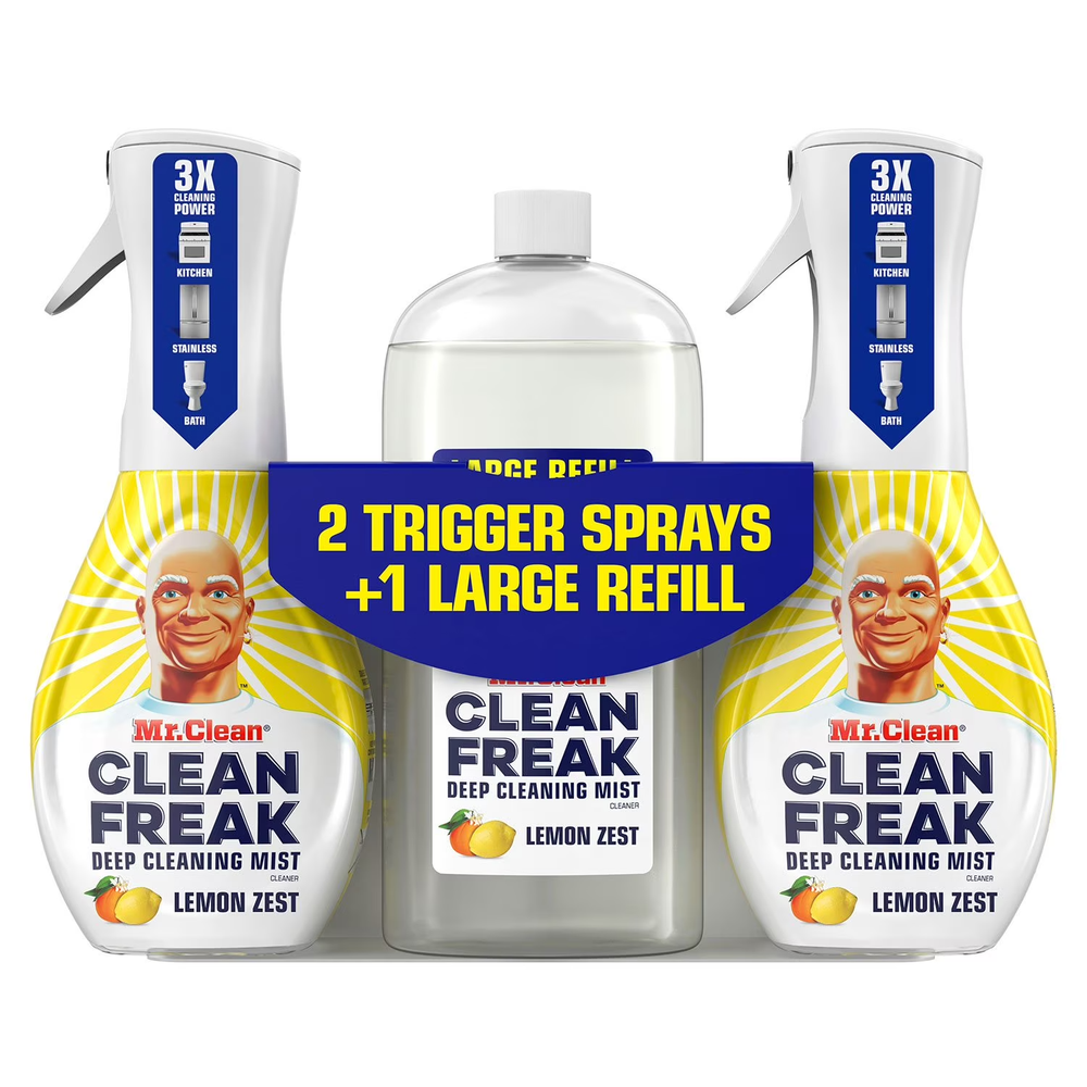 Mr. Clean Clean Freak Multi-Surface Cleaner, Lemon Zest, 2 trigger sprays + refi