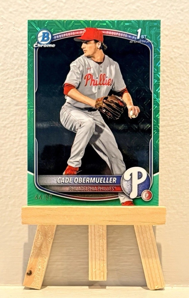 2025 Bowman Draft Chrome Cade Obermueller 1st Green Mojo Refractor #BDC-80  /99